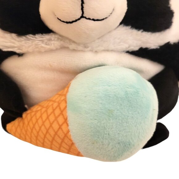 HugFun Round Panda 10" Tall Ice Cream Cone Glitter Eyes Plush Stuffed Animal - Picture 2 of 8